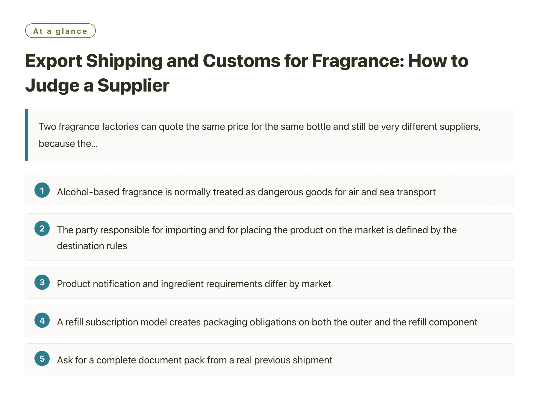 Export Shipping and Customs for Fragrance: How to Judge a Supplier——全文要点速览